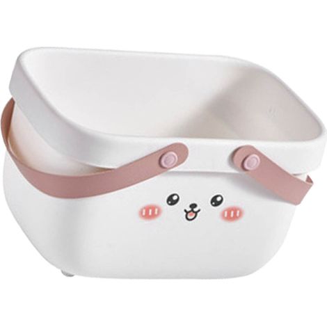 Panier de douche à motif lapin, grande ouverture et poignée élargie, robuste, en PP, idéal pour la salle de bain, le camping et les sorties en famille. (1/5)