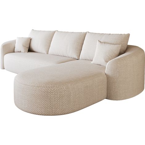 Canapé d'angle en L 266 cm sans montage en tissu Schneiler blanc (1/5)