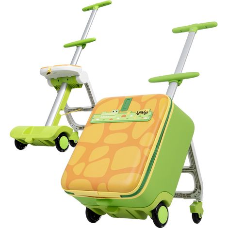 Valise enfant Jovikids, valise trolley 3 en 1 de 32 L avec poignée télescopique et 4 roues, valise de voyage pliable et détachable pour enfants, plusieurs compartiments (verte)