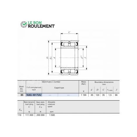 Roulement à rouleaux cylindriques NAG4917-UU-IKO
