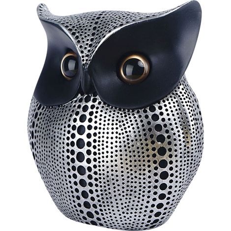 Owl - Resin - Decoration Intérieure - Pour Salon Chambre Bureau - 14.5 x 11.5 x 7 cm - Ornement Animal - 1 Pièce