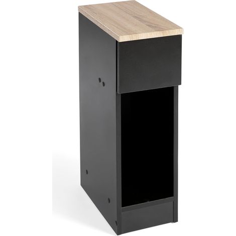 Mesita de Noche Estrecha Slim  1 Cajón  60x35x24 cm Negro/Taupe (1/5)
