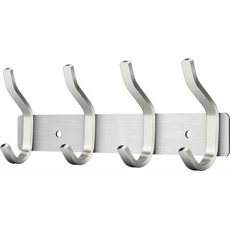 YMYNY Wandgarderobe mit 4 Haken, Edelstahlgarderobe, Handtuchhaken zur Wandmontage (4 silberne Haken) (1/4)