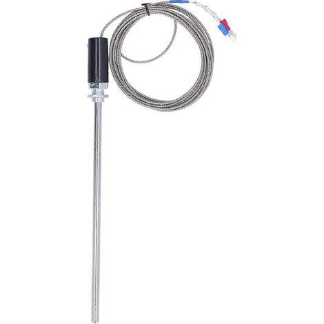Thermoelement-Sensor Typ K, robust und langlebig, Edelstahl, 0 °C bis 400 °C, vielseitig einsetzbar, ca. 3,3 m Durchmesser, feuerfest