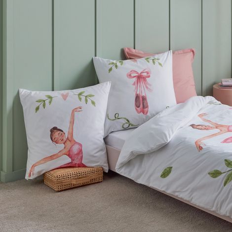 Taie d’oreiller enfant percale danseuse étoile Rose 65x65 cm