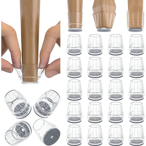 Lot de 24 protections de sol en silicone pour pieds de chaise en bois dur, capuchons en caoutchouc épais, coussinets antidérapants pour protéger les sols en bois des rayures et réduire le bruit (1/5)