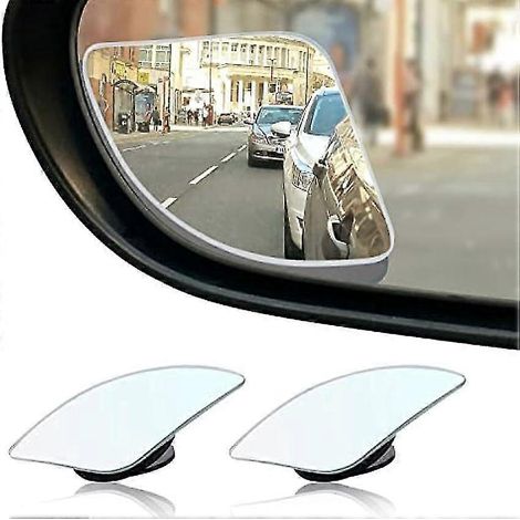 Rétroviseurs d'angle mort pour voiture, rétroviseurs d'angle mort en verre HD réglables à 360 degrés, rétroviseur d'angle mort incurvé en forme d'éventail pour toute voiture, fourgonnette, VUS et cami (1/4)
