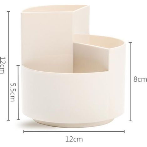 Porte-stylo créatif Spinner, porte-pinceaux de maquillage avec 3 porte-pinceaux de capacité, boîte de rangement de papeterie pour la décoration de la maison et du bureau (crème) (1/4)