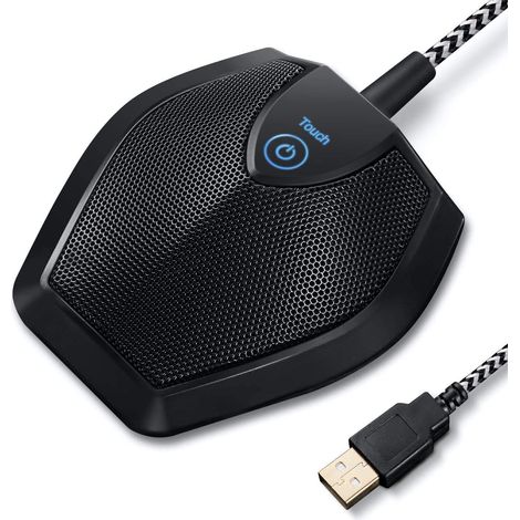 Microphone USB de conférence, microphone PC omnidirectionnel à condensateur pour visioconférence, enregistrement, Skype, cours en ligne, sténographie judiciaire, compatible Plug & Play (1/5)