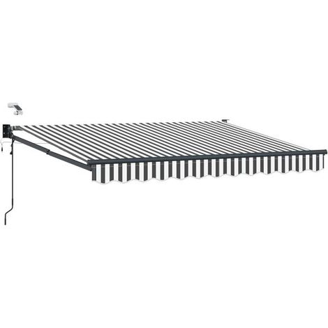 Store banne motorisé rétractable, gris anthracite et blanc, 2,5 x 2 mètres (1/5)