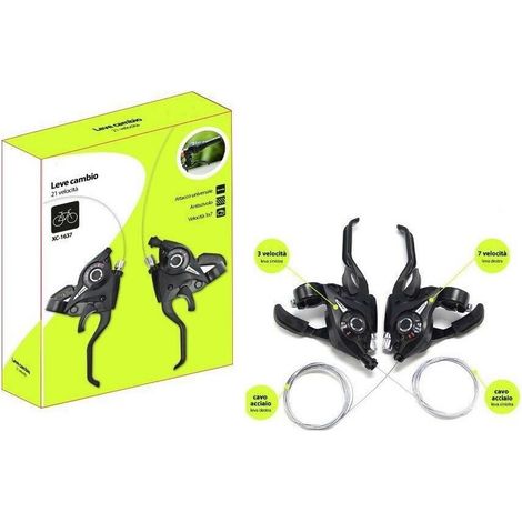 TRADE SHOP - Coppia Comandi Cambio Bici + Leve Freno Velocita 3x7 Bicicletta Manopole Xc-1637 -