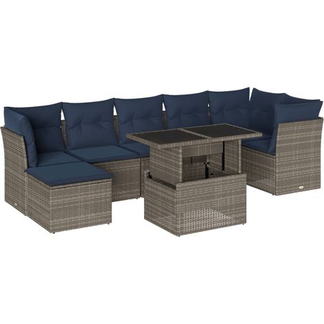 Maison Exclusive - Set Divani da Giardino 8 pz con Cuscini Grigio in Polyrattan