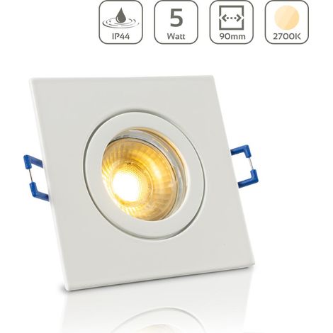 Einbauspot IP44 eckig - Farbe: Weiß - LED Leuchtmittel: GU10 5W warmweiß (1/5)