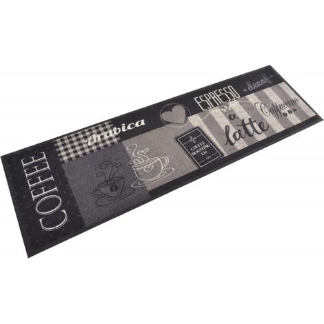 vidaXL Küchenteppich Waschbar Coffee Schwarz 45x150 cm Samt