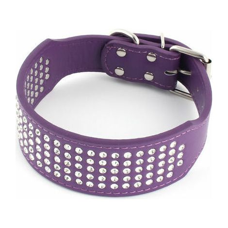 Collar ajustable de entrenamiento para cachorros, de piel sintética brillante, color morado, talla XS. (1/5)