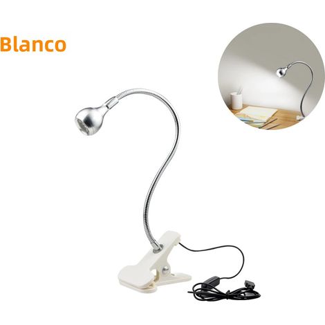 Lampe de lecture USB (lumière froide argentée) avec support et pince, veilleuse de chambre (1/5)