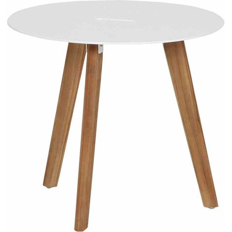 Alba Beistelltisch Ø50x45 cm Teakholz Couchtisch Kaffeetisch Wohnzimmertisch (1/3)