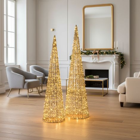 Set da 2 pezzi di alberi luminosi a cono con micro LED, decorazione da 100 e 120 cm (1/5)