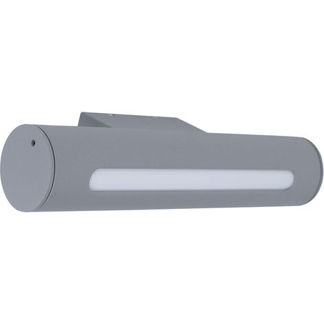 Wandleuchte Außen Wandlampe Außenleuchte Wandstrahler, Metall, grau opal, 1x LED warmweiß, HxBxT 30x6,5x10 cm