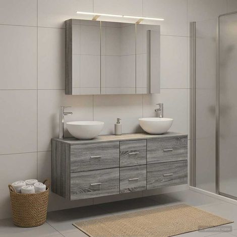 vidaXL Bathroom Furniture Set 4 pcs Grey Sonoma (1/5)