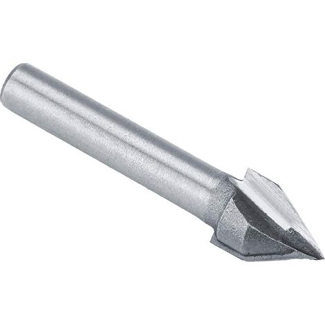 Foret V-Cut - Angle 60° - Diamètre de queue 6 mm - Longueur de coupe 10 mm - Pour routeur manuel CNC et sur table - 1 pièce (1/5)