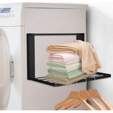 Support Pliable pour Machine à Laver et Sèche-linge, Étagère de Rangement Noire 40,5 x 25 cm (1/5)