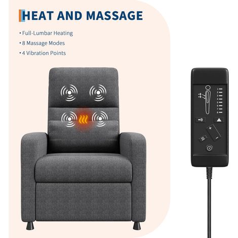 HAUSPROFI - 83Dx76Wx102H cm - Elektrischer Relaxsessel mit Massagefunktion (4-Punkt-Massage) und Heizfunktion, mit verstellbarer Fußstütze und Rückenlehne, mit Fernbedienung und Aufbewahrungstasche (1/5)