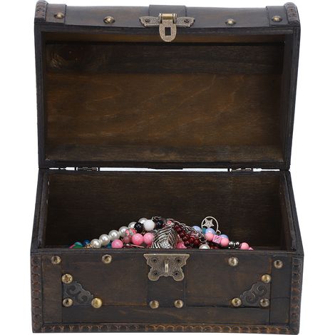 Boîte à bijoux en bois avec serrure à code, coffret de rangement vintage pour accessoires (1/5)