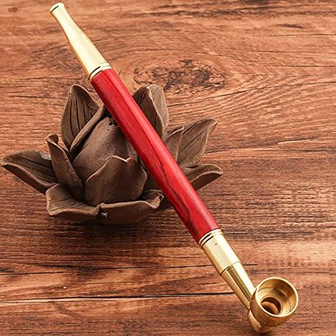 Pipe à fumer classique en bois avec outil de bourrage et pochette, kit d'accessoires pour tabac de 6 pouces, rouge. (1/5)