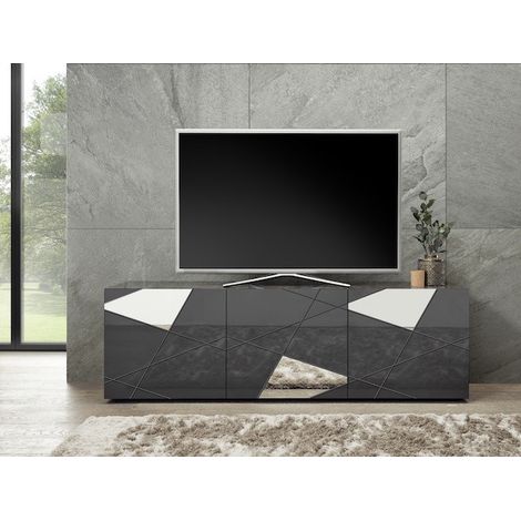 Meuble TV VITTORIA gris anthracite laqué 181 cm (1/3)