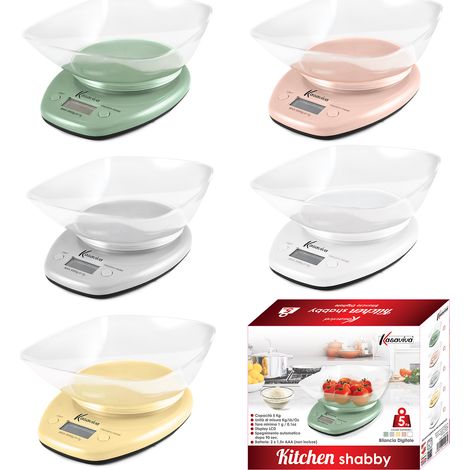 MAURY'S BILANCIA DIGITALE DA CUCINA KITCHEN SHABBY DA 5 KG COLORE ASSORTITO