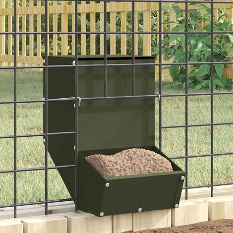 vidaXL Mangiatore per conigli Verde oliva 17,5 x 26 x 28,5 cm