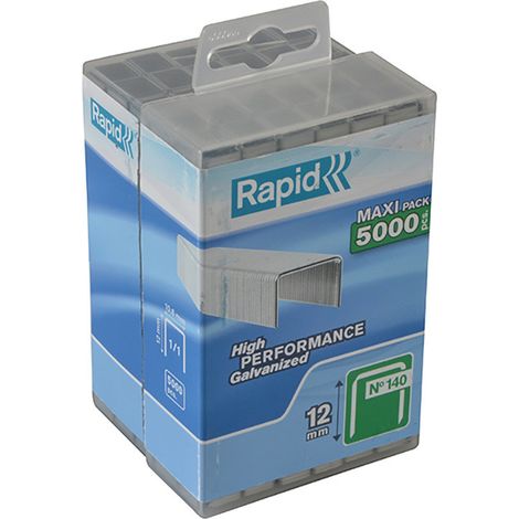 Rapid Flat Wire Staples for Insulation, Fabric, Decoration, Softwood, Thin Plastic, Outdoor Use, 12mm Length, Box of 5,000