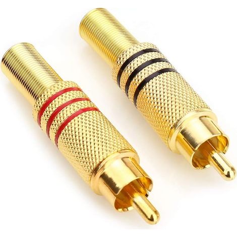 2 connecteurs RCA mâle vers bornes à vis AV, plaqués or, pour systèmes de surveillance vidéo et audio (1/4)