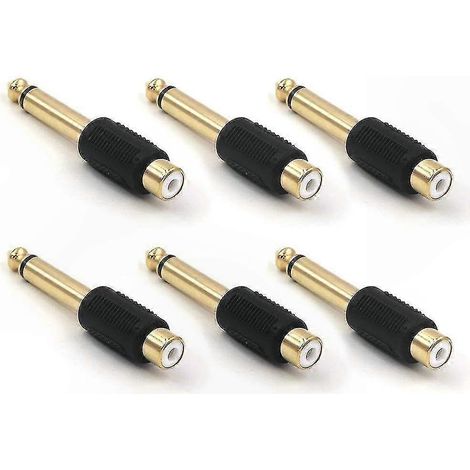 Lot de 6 adaptateurs RCA femelle vers jack mâle 6,35 mm mono, câbles de connexion audio stéréo pour instruments et équipements, qualité professionnelle (1/5)