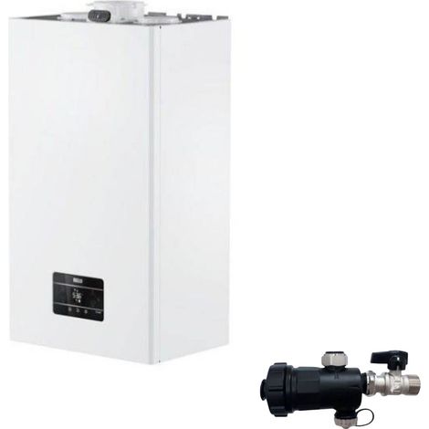 Riello Caldaia a Condensazione Start 30 Kis 30 kW 20187407 LowNox Metano Completa Di Kit Fumi e Defangatore  KIT COASSIALE