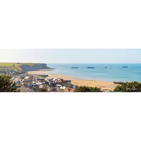 Tableau sur toile plage Arromanche 30x97 cm - Impression sur Toile Murale Décorative - Image imprimée en HD sur Toile - Toile sur Châssis en Bois FSC - Fabriqué en France (1/4)