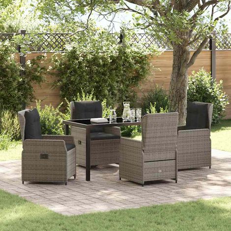 Garten Essgruppe 5 pcs Grau Poly-Rattan (1/5)