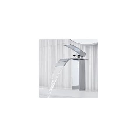 Robinet cascade de salle de bain, brossé, robinet à poignée unique, tuyau d'alimentation en eau (chaude et froide), évier de camping-car, hôtel de ferme (1/5)