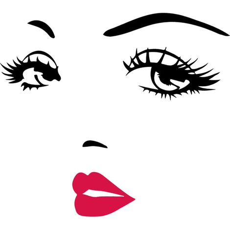 Autocollant mural en PVC noir, beau visage de femme, décalcomanie d'art en vinyle, décor de chambre à coucher de maison amovible (1/5)