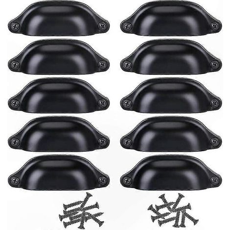Schubladengriffe für Möbel, 10er-Set, 98 mm Türknauf, schwarze Ausführung, dekorative Beschläge, je 13 g. (1/3)