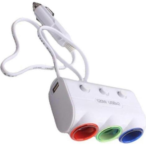 Compatible avec les chargeurs allume-cigare de voiture, interrupteur indépendant, 12 V 3,1 A, adaptateur double chargeur USB pour voiture, prise répartitrice de charge rapide pour voiture, blanc. (1/5)