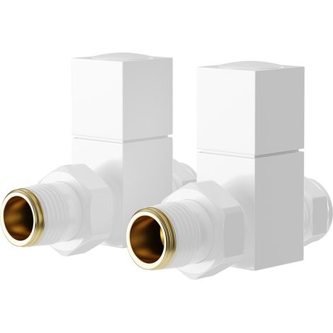 Dias White Square Straight Radiator Valves (1/5)