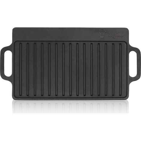 Bbq-Toro – Plaque de cuisson en fonte 40 x 20,5 cm – Pré-assaisonnée – Pour barbecues à gaz et charbon – Surface de cuisson 32 x 16 cm