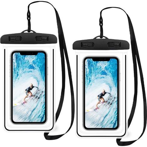 Set di 2 custodie impermeabili per telefono — 18,5 x 11 cm — Adatte a telefoni fino a 7,2 pollici — Compatibili con touchscreen — Custodia impermeabile per nuoto e rafting — Custodia sigillata — Custo (1/5)