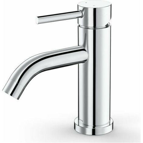 Rubinetto da bagno in acciaio inox cromato, miscelatore per acqua calda e fredda, facile da installare, dimensioni: altezza 18,5 cm, lunghezza 19,3 cm.