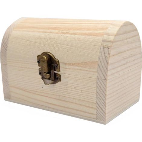 Boîte de rangement arquée en bois naturel pour loisirs créatifs, peinture, bijoux non finis, lisse, pour la maison, le bureau (9 x 5,3 x 6 cm) (1/5)