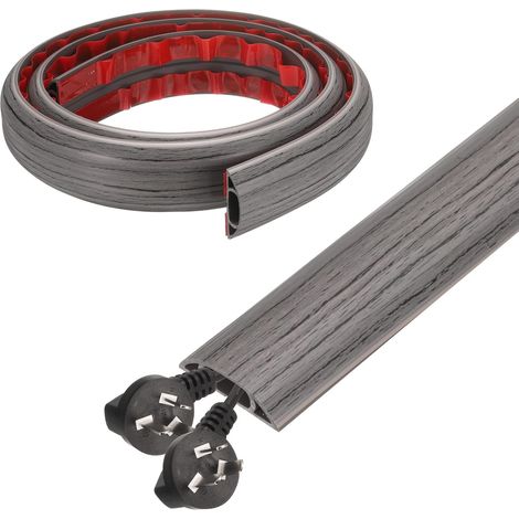 4ft Cache-Fils De Sol W0.6 x H0.33 Canal Intérieur PVC Cacher Extension Câble Cache-Fils De Sol Protège-Fils pour Prévenir Les Trébuchements De Câbles Gestion, Gris Foncé (1/5)