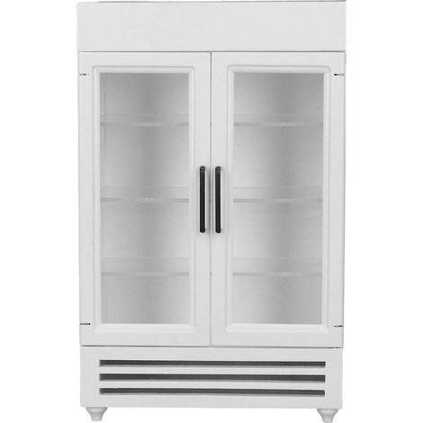 Mini Réfrigérateur en Bois Blanc pour Maison de Poupée, Simulation Portable, Élégant, Adapté à l'Échelle 1:12 (1/5)