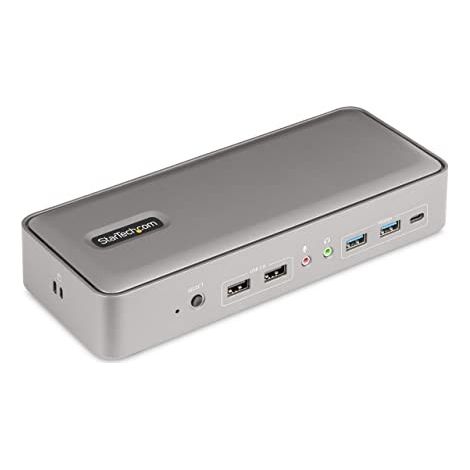 StarTech.com Docking Station KVM USB-C pour Deux PC Portables - Station d'Accueil DisplayPort 4K 60Hz pour 2 Moniteurs - Hub USB 5 Ports, GbE, Alimentation 90W/45W - Stations d'Accueil pour Ordinateur